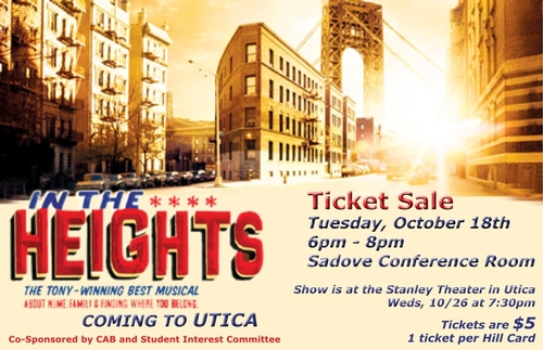 CAB Special Events - In The Heights Ticket Sale 10/18
