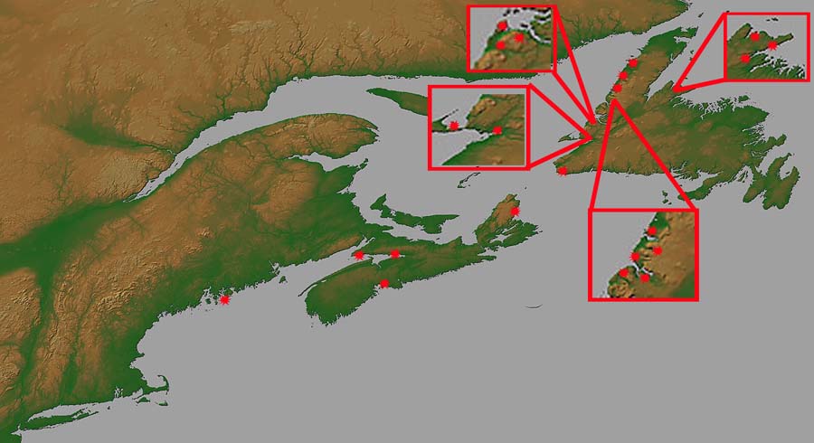 Map of Maine, Newfoundland, and Nova Scotia